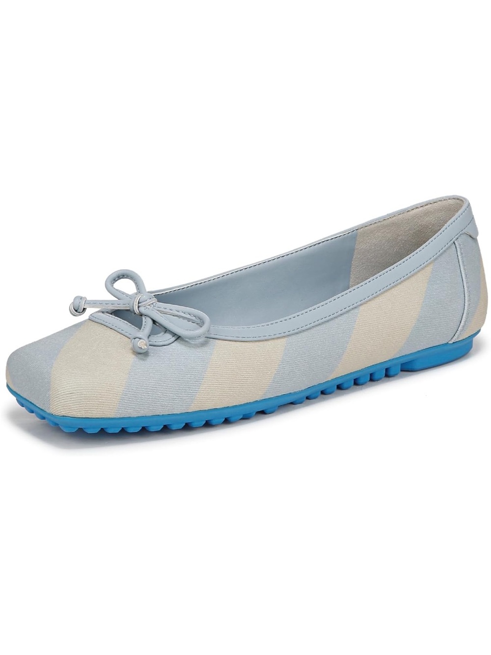 Franco Sarto Women’s Casual Bow-Accent Light Blue and Cream Ballet Flat